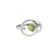 Anillo plata olivina circulo doble 2